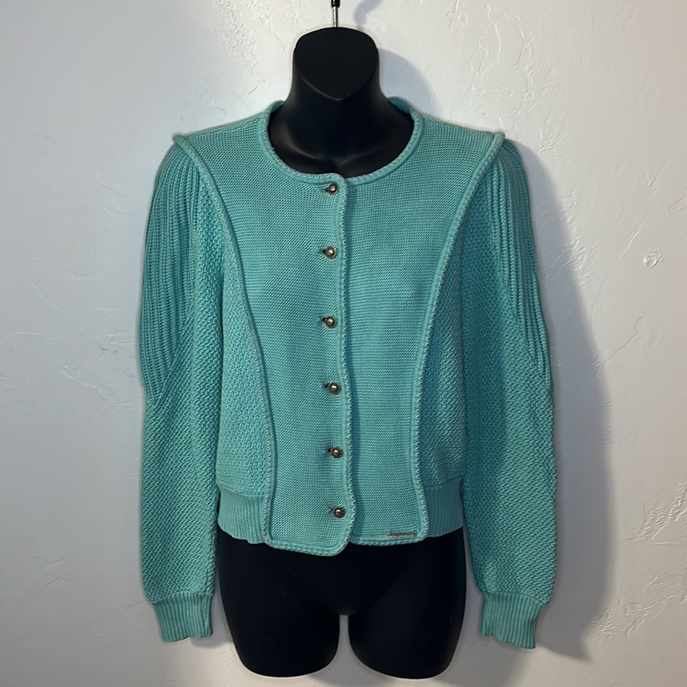 Geiger of Austria blue knit button down cardigan S